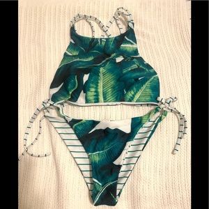 Lead Patterned Criss Cross Bikini Set